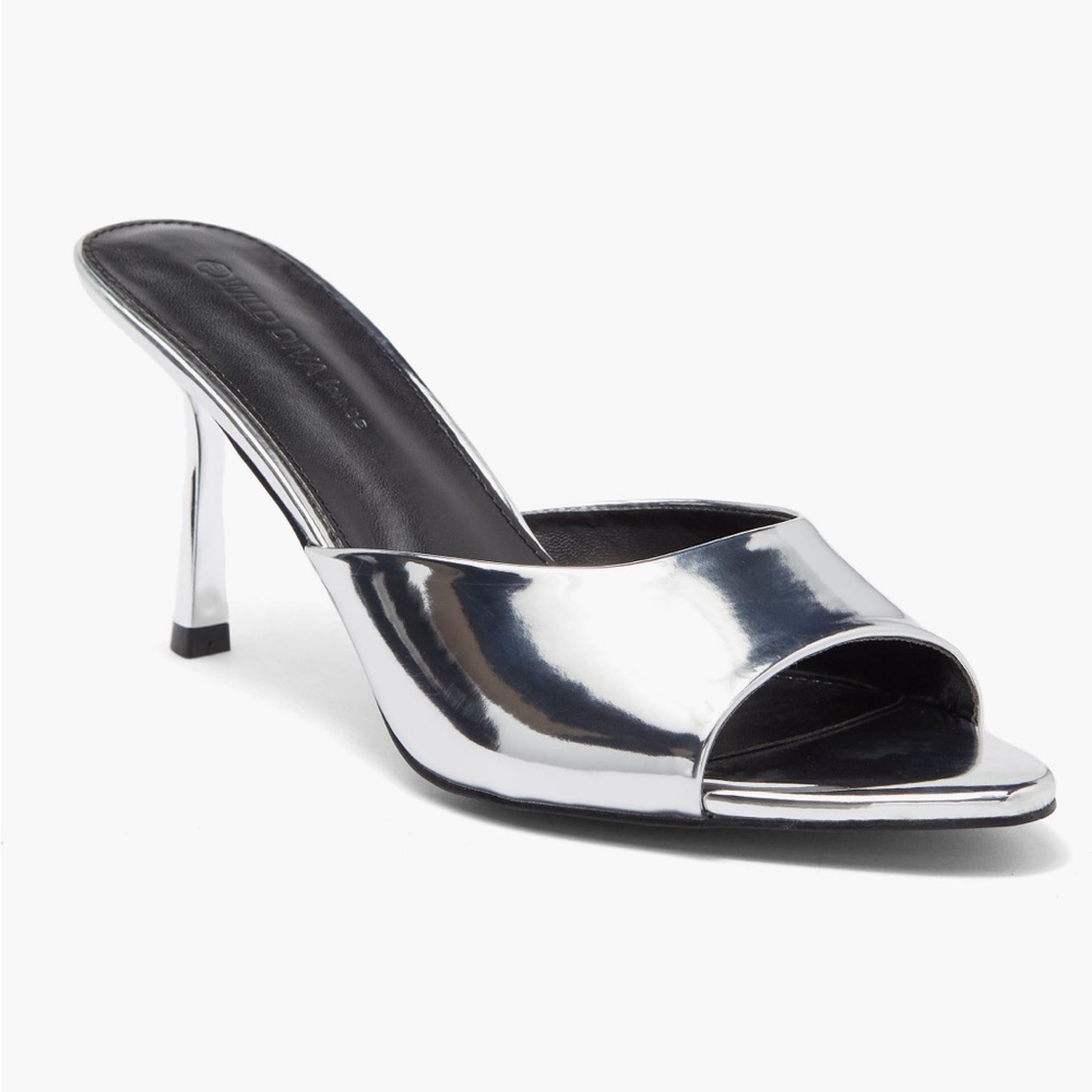 Silver Heeled Open Toe Mules size 8